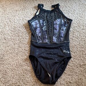 Black and Purple Studded Gymnastics Leotard- clip is broken
